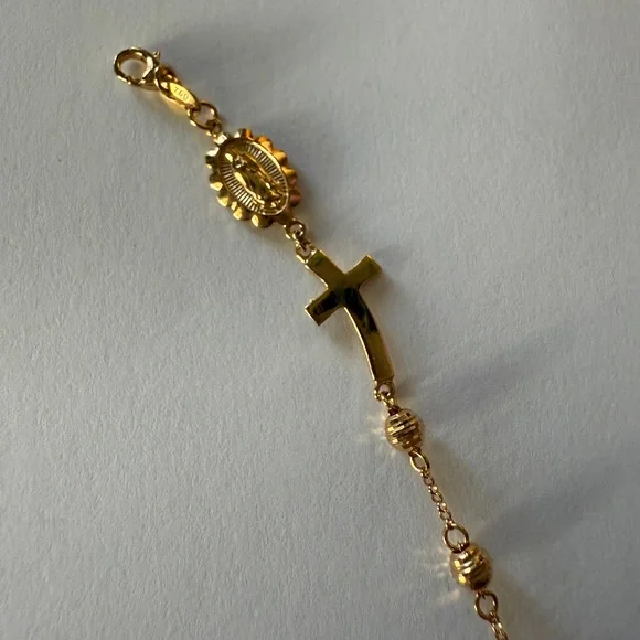 18K Solid Gold Rosary Bracelet - Picture 5 of 7